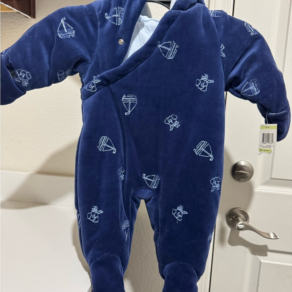 Navy Blue Baby Boy Winter One Piece 3/6M